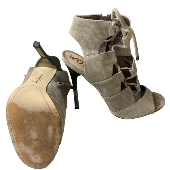 Sam Edelman Tan Suede Leather Lace Heels- size 9 - Picture 3 of 5